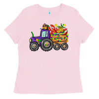 Bubblegum Pink mardi gras tractor Ladies Tee - CowGirlArtShop