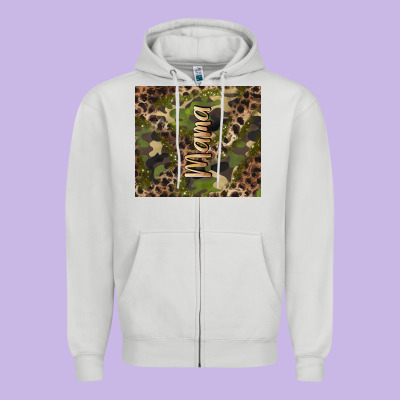 Camouflage Mama Zipper Hoodie Designed By Barkaloodesign