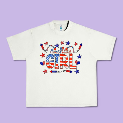 All American Girl Doodle Letters Urban Heavy Tee Designed By Cowcowdesign