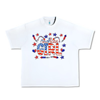 White all american girl doodle letters Urban Heavy Tee - CowCowDesign