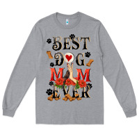 Heather Grey Best dog mom ever Mother's Day Long Sleeve Tee - FaDigitalArtStudio