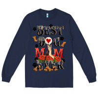 Navy Best dog mom ever Mother's Day Long Sleeve Tee - FaDigitalArtStudio