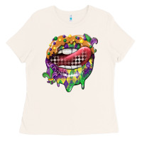 Bone mardi gras lips Ladies Tee - CowGirlArtShop