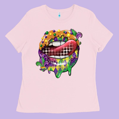 Mardi Gras Lips Ladies Tee Designed By Cowgirlartshop