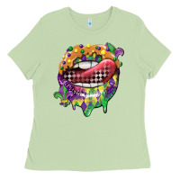 Matcha mardi gras lips Ladies Tee - CowGirlArtShop