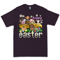 Plum Happy Easter truck with farm animals Easter Day Premium Tee - HowdyJamesFarm