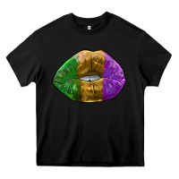 Black mardi gras kiss Heavy Core Tee - RanaPortraitStore