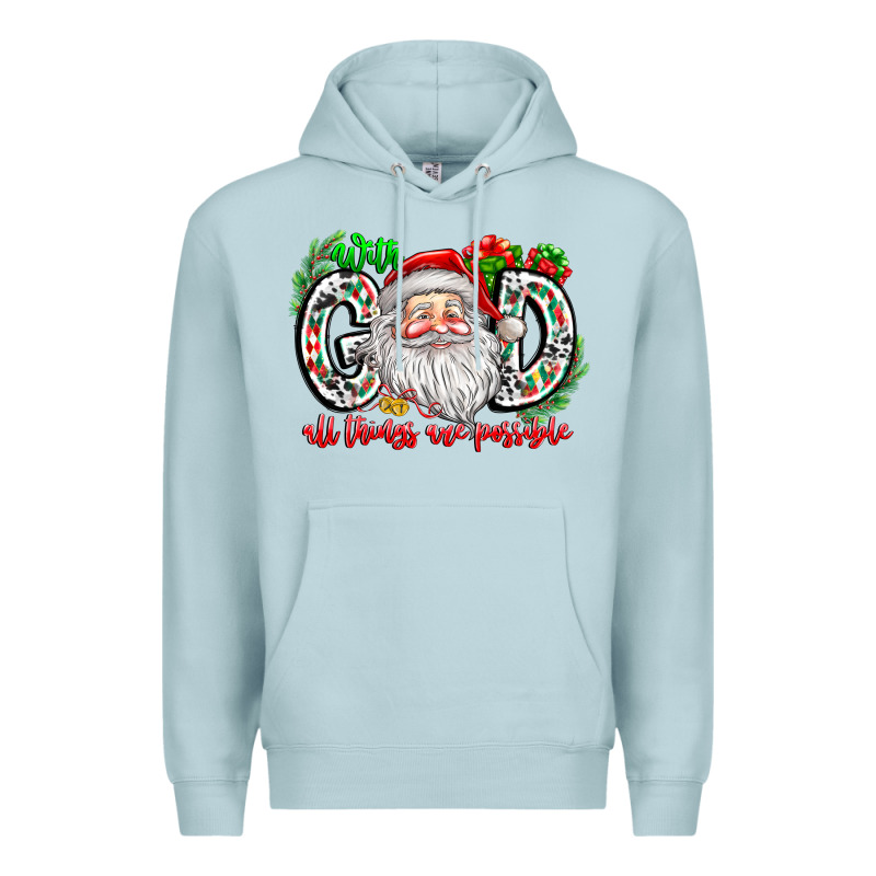 With God All Things Are Possible Santa Premium Hoodie by CowhideDigitalArt | Teevron