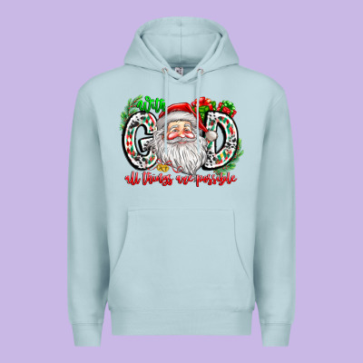 With God All Things Are Possible Santa Premium Hoodie Designed By Cowhidedigitalart