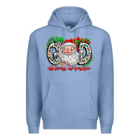 Colony Blue with god all things are possible santa Premium Hoodie - CowhideDigitalArt