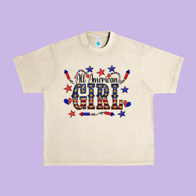 All American Girl Urban Heavy Tee Designed By Cowcowdesign