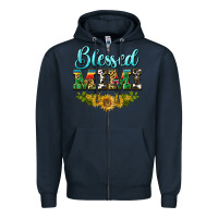 Navy blessed mimi Zipper Hoodie - BarkalooDesign
