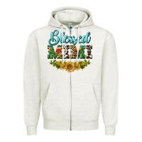Oatmeal Heather blessed mimi Zipper Hoodie - BarkalooDesign