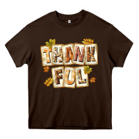 Chocolate Brown Thankful with Plate Heavy Core Tee - texasbilliewilder