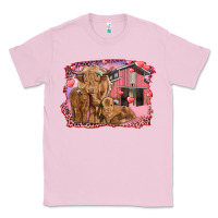 Bubblegum Pink Valentine's day mama cow and baby cows Classic Tee - RanaPortraitStore