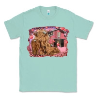 Seafoam Valentine's day mama cow and baby cows Classic Tee - RanaPortraitStore