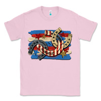 Bubblegum Pink 4th of july horseshoe Classic Tee - CowGirlArtShop