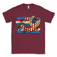Burgundy 4th of july horseshoe Classic Tee - CowGirlArtShop