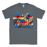 Charcoal Heather 4th of july horseshoe Classic Tee - CowGirlArtShop