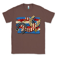 Chestnut 4th of july horseshoe Classic Tee - CowGirlArtShop