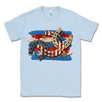 Dusty Blue 4th of july horseshoe Classic Tee - CowGirlArtShop