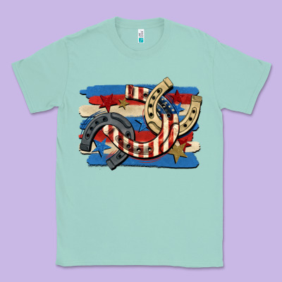 4th Of July Horseshoe Classic Tee Designed By Cowgirlartshop