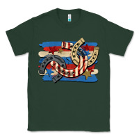 Sports Green 4th of july horseshoe Classic Tee - CowGirlArtShop