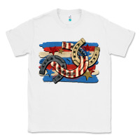 White 4th of july horseshoe Classic Tee - CowGirlArtShop