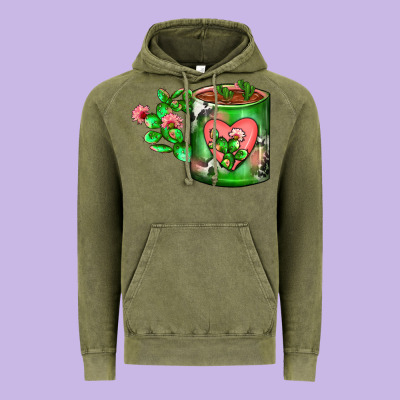 Cactus Coffee Cup Vintage Hoodie Designed By Fadigitalartstudio