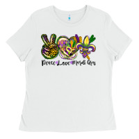 White peace love mardi gras Ladies Tee - CowGirlArtShop