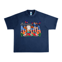 Navy All American Mama Cow Flowers Urban Heavy Tee - CowCowDesign