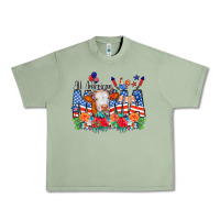 Oil Green All American Mama Cow Flowers Urban Heavy Tee - CowCowDesign