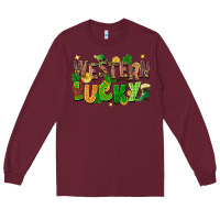 Burgundy western lucky St. Patricks Day Long Sleeve Tee - FaDigitalArtStudio