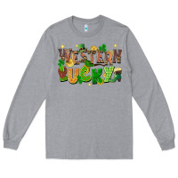 Heather Grey western lucky St. Patricks Day Long Sleeve Tee - FaDigitalArtStudio
