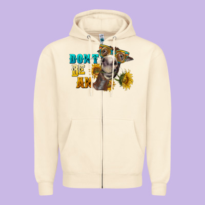 Don't Be An Ass Donkey Zipper Hoodie Designed By Barkaloodesign