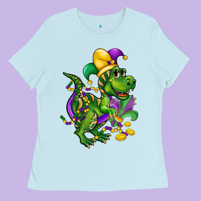 Mardi Gras Trex Ladies Tee Designed By Cowgirlartshop
