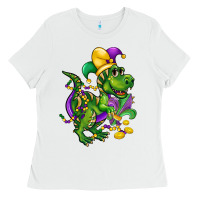White mardi gras trex Ladies Tee - CowGirlArtShop