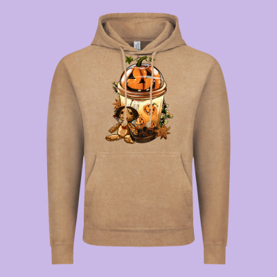 Halloween Jack O Lantern Bobba Cup Vintage Hoodie Designed By Fadigitalartstudio