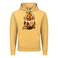 Vintage Mustard Halloween Jack O Lantern Bobba Cup Vintage Hoodie - FaDigitalArtStudio