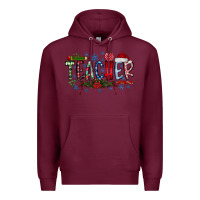 Burgundy Teacher Christmas Premium Hoodie - CowhideDigitalArt