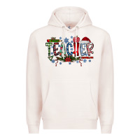 Pale Pink Teacher Christmas Premium Hoodie - CowhideDigitalArt