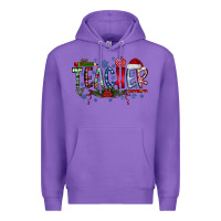 Purple Teacher Christmas Premium Hoodie - CowhideDigitalArt