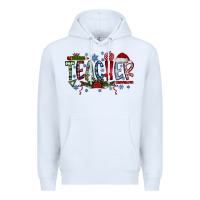 White Teacher Christmas Premium Hoodie - CowhideDigitalArt