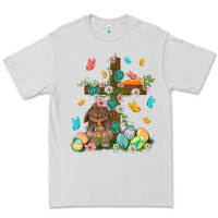 Dove Grey Western Rabbit with Cross Easter Day Premium Tee - HowdyJamesFarm