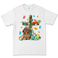 White Western Rabbit with Cross Easter Day Premium Tee - HowdyJamesFarm