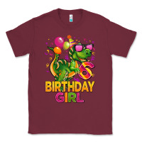 Burgundy 6th birthday girl t rex pink Classic Tee - CowGirlArtShop