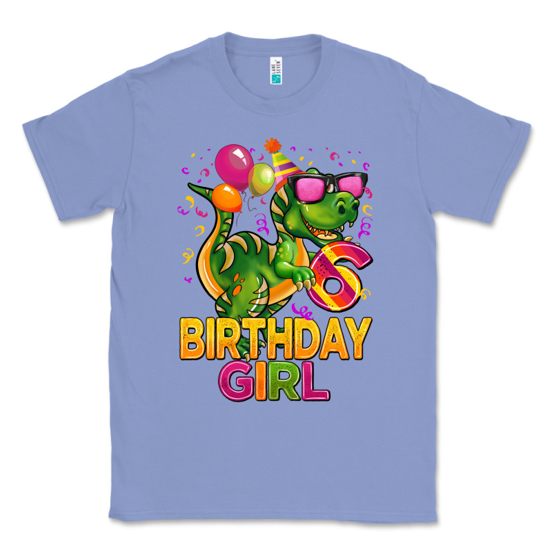 6th Birthday Girl T Rex Pink Classic Tee by CowGirlArtShop | Teevron