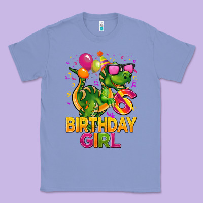 6th Birthday Girl T Rex Pink Classic Tee Designed By Cowgirlartshop