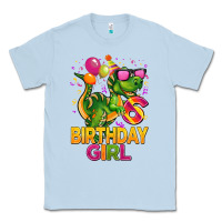 Dusty Blue 6th birthday girl t rex pink Classic Tee - CowGirlArtShop