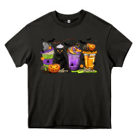 Asphalt Halloween Cat Coffee Cups Heavy Core Tee - texasbilliewilder